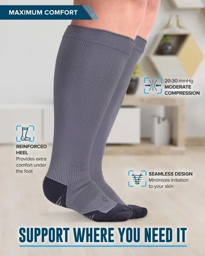 Vista 3 de Doctor's Select 3 Pairs Plus Size Compression Socks Wide Calf - Upt o 6XL 20-30 mmHg Compression Socks for Women Wide Calf