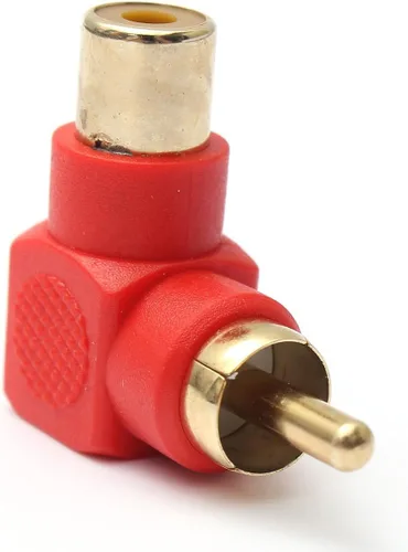 Vista 6 de exgoofit Conectores RCA macho a RCA hembra adaptadores de enchufe de ángulo recto M/F codo de 90 grados chapado en oro (5 negros + 5 rojos)