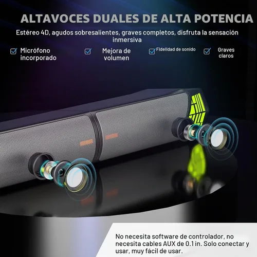 Vista 2 de Smalody Altavoces para juegos para PC, altavoces de computadora