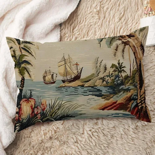 Vista 43 de ArogGeld Funda de cojín lumbar asiática de estilo chinoiserie, de lino marrón, pájaro y flor, funda de almohada asiática para sala de estar, A-6