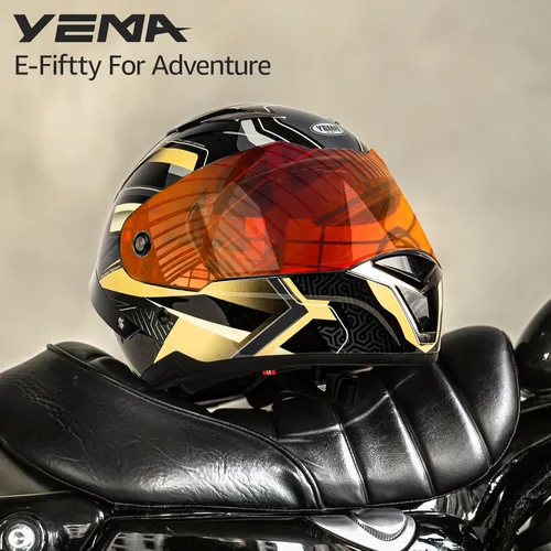 Vista 4 de YEMA DOT Approved Full Face Motorcycle Helmet for Adults, Unisex Moped & Street Bike Helmet with Adjustable Air Vents - Lightweight, Comfortable Fit