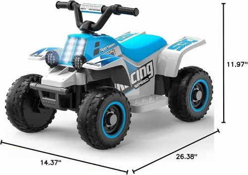 Vista 7 de ANPABO Juguete ATV de 6 V 7AH para niños, 4 ruedas para niños pequeños con faro, adelante y atrás, bocina, reproductor de música, USB, MP3