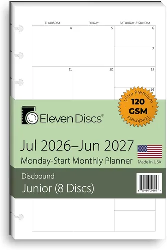 Vista 30 de Eleven Discs Papel Discbound, Hojas de Cuadrícula de Puntos Tamaño Junior - Repuestos Premium de 120gsm Peso Pesado para Cuaderno y Planificador - 8