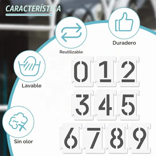 Vista 4 de 44 plantillas de bordillo de números de 4 pulgadas con guantes y kit de cinta, 4 pulgadas de altura