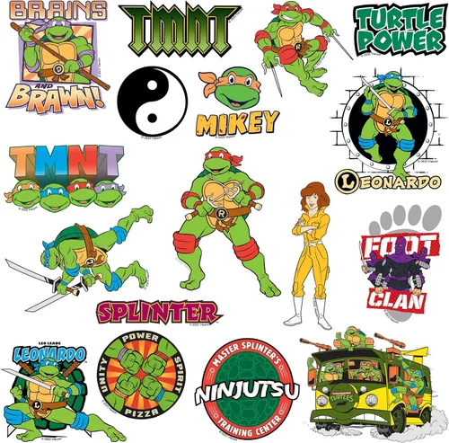 Vista 4 de Teenage Mutant Ninja Turtles TMNT Variety Mix 50 unidades de vinilo grandes de lujo calcomanías paquete variado – Laptop, botella de agua, álbum