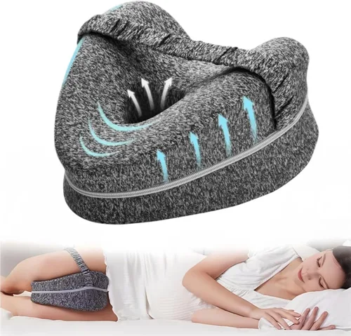 Vista 10 de Almohada de rodilla para dormir de lado, 10 x 9 x 5.12 pulgadas, almohada de alineación de cadera con correa ajustable, almohada de apoyo de rodilla
