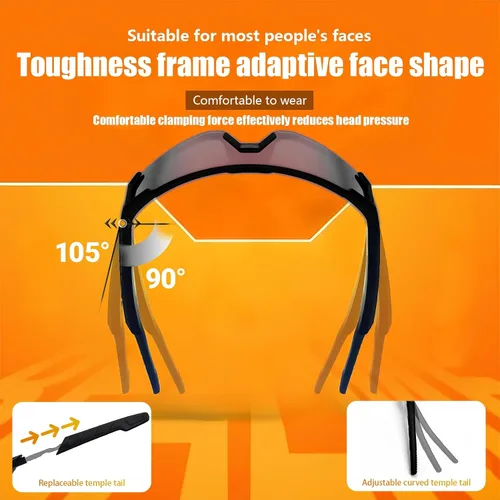 Vista 6 de Lentes de ciclismo inteligentes para hombres y mujeres – Gafas de sol Bluetooth con protección UV400, altavoces de oreja abierta, micrófono