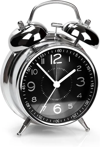 Vista 15 de AYRELY® Reloj despertador de campana doble súper fuerte para adultos de sueño pesado, 4 pulgadas, retro, silencioso, sin tictac, con luz nocturna