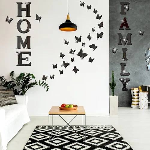 Vista 4 de Outus 30 piezas de espejo familiar para decoración de pared, calcomanías