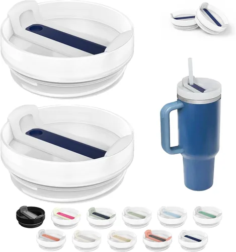 Vista 10 de Tapa de Vaso de 40 OZ Compatible con Stanley Quencher, Paquete de 2 Tapas de Vaso de Acero Inoxidable a Prueba de Derrames y Resistentes a