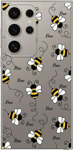 Vista 5 de Blingy's Funda para Samsung Galaxy S24 Ultra, para mujeres y niñas, diseño de abejas divertidas de moda, lindo estilo de animal, transparente