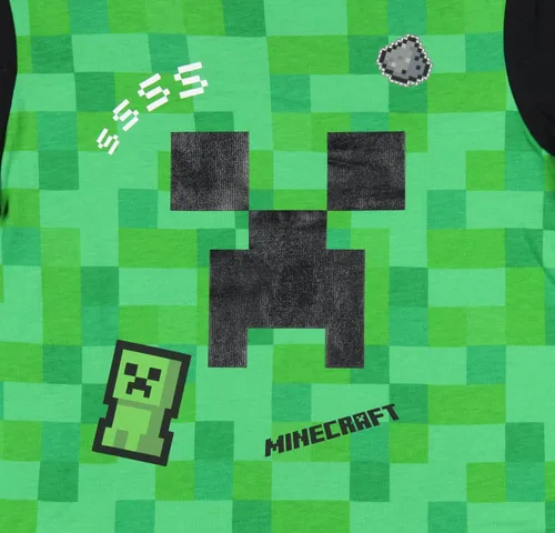 Vista 2 de Minecraft Creeper Pixel Squares Face Graphic Ringer - Camiseta para niño
