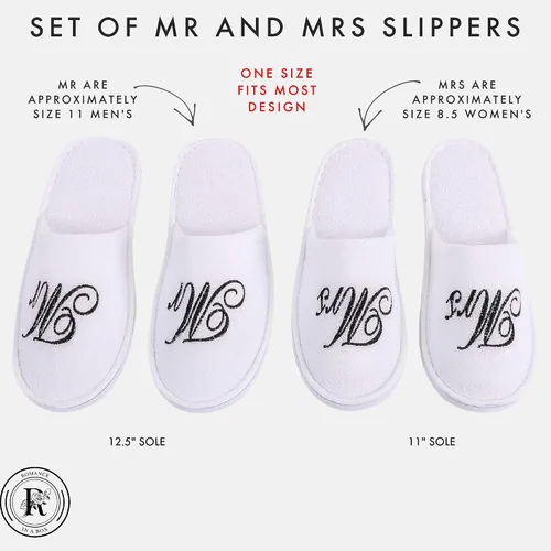 Vista 2 de Romance Helpers Couple Slipper Gift Set Set of 2 White Matching Spa Hotel Bath Slippers for Couples