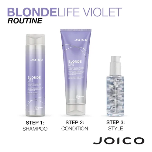 Vista 7 de Joico Blonde Life - Juego de champú y acondicionador violeta Para cabello rubio fresco y brillante Neutraliza los tonos cobrizos Desterrar