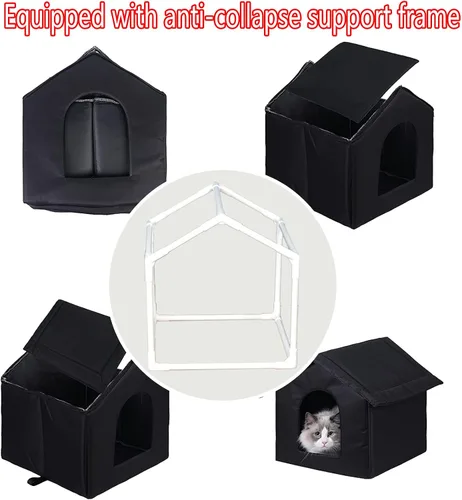 Vista 2 de Casas para gatos al aire libre, casa resistente a la intemperie para gatos salvajes, refugio cálido y estable para gatos callejeros en invierno