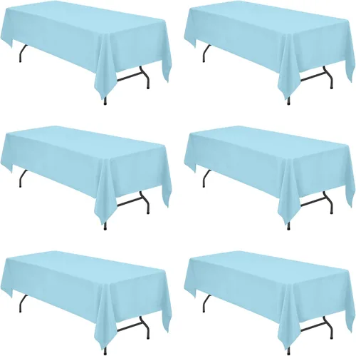 Vista 45 de BRILLMAX - Manteles para mesa rectangular de 6 pies, tela de lino de poliéster, lavable, para boda, recepción, banquete, fiesta de cumpleaños, 60 x