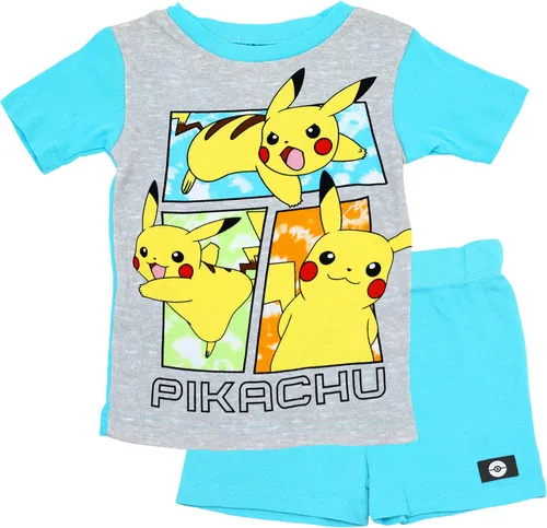 Vista 2 de Pokemon Pikachu - Conjunto de pijama de algodón de 4 piezas para niño
