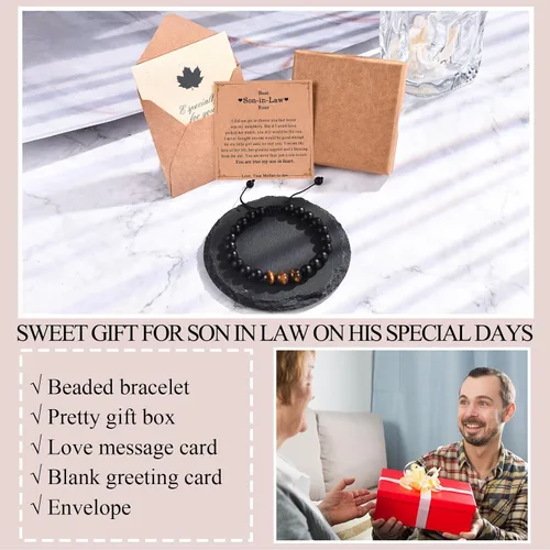 Vista 6 de Regalos para hombres, adolescentes, niños, pulseras de cuentas, regalos para yerno, hermano, suegro, cuñado, tío, amigo, novio, abuelo, padre, hijo