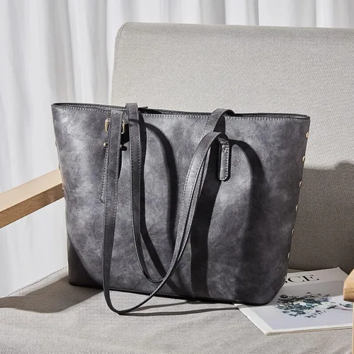 Vista 7 de FOXLOVER Bolso de hombro de cuero vegano para mujer, bolso grande vintage