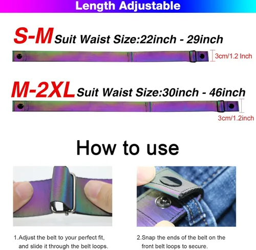 Vista 6 de XV Belts For Women With 6 Buckles Replaceable - Holographic Belt Plus Size Snap On Adjustable for Jeans Pants Dresses