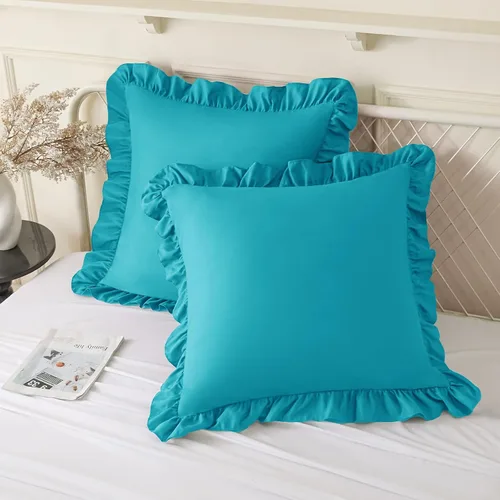Vista 26 de KKJIAF Paquete de 2 fundas de almohada con volantes de 18 x 18 pulgadas