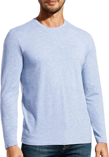 Vista 7 de MIER X-Sofort - Camisetas de manga larga para hombre, ligeras, súper suaves, atléticas, cuello redondo, para correr, descansar, entrenamiento casual