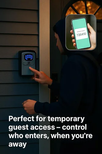 Vista 5 de RESET -104 Caja de bloqueo de llave Bluetooth – Resistente a la intemperie, IPX5, construcción de metal duradero, teclado retroiluminado, código
