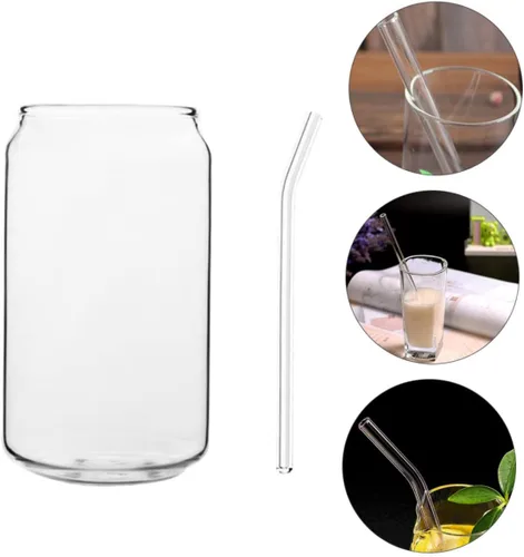 Vista 7 de Angoily Taza de almacenamiento con pajilla, acabado de cristal transparente adecuada para todo tipo de bebidas
