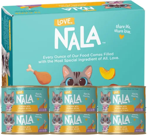 Vista 17 de LOVE, NALA - Comida húmeda natural para gatos adultos - Atún en copos con zanahoria y guisantes verdes en caldo - Sin granos, sin OMG, proteína