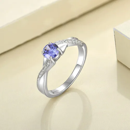 Vista 4 de YL Anillo de compromiso de plata de ley 925 de 0.197in, circonita cúbica 3A, anillo infinito para mujer, Metal, Granate