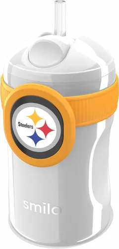 Vista 26 de Smilo Vaso con popote de Arizona Cardinals con licencia oficial de la NFL, para bebés y niños pequeños, con popote de silicona ponderado y capacidad