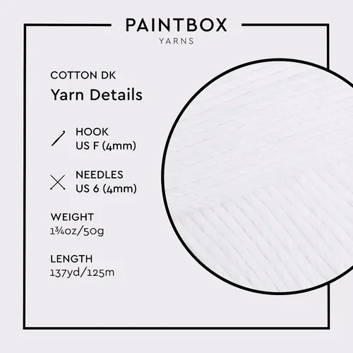 Vista 3 de Paintbox Yarns - Hilo 100% algodón DK, 1.76 onzas, 137 yardas, 410.1 ft #401 Papel blanco