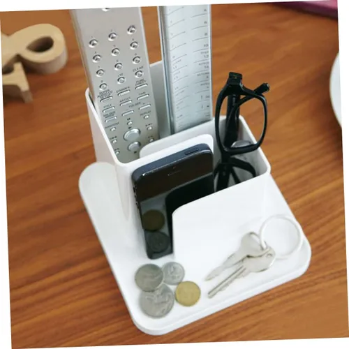 Vista 3 de Cabilock Para el caso del teléfono del hogar del escritorio Caddy Control Contenedor de control remoto blanco multifuncional Compartimento