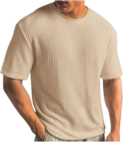 Vista 16 de Kint - Camiseta de manga corta para hombre, de verano, con cuello redondo, casual, color liso, ajuste relajado, camiseta de entrenamiento atlético