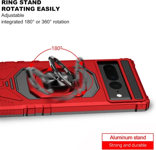 Vista 4 de Ailiber Funda para teléfono Google Pixel 6A, funda Pixel 6A con protector de pantalla, soporte de anillo para montaje magnético de automóvil