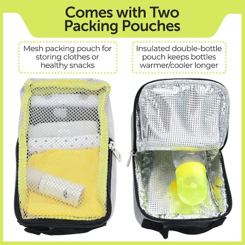 Vista 3 de Mochila de pañales para mamá y papá – Elegante bolsa de pañales de diseño para mujeres y hombres, niños y niñas – Bolsa de libros para bebé incluye