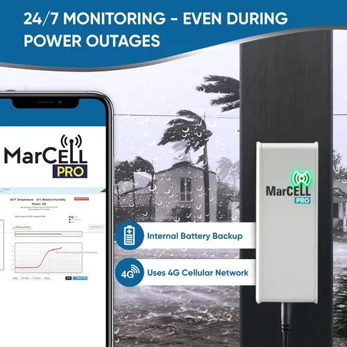 Vista 3 de MarCELL PRO - Monitor remoto de temperatura, humedad y potencia de nivel profesional, no necesita WiFi (utiliza la red de AT&T) - RV, sala de redes