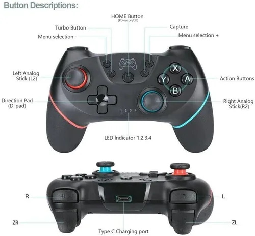Vista 6 de Lyyes Switch Controller, Wireless Pro Controller Joystick Compatible with Switch, 2 Pack