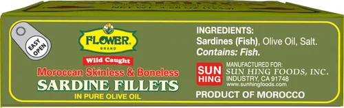 Vista 4 de Flower Sardinas enlatadas de marca (paquete de 5, sardinas deshuesadas y sin piel)