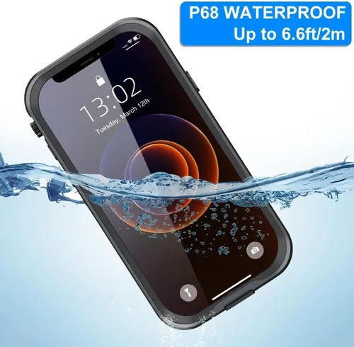 Vista 9 de Funda impermeable para iPhone 12 Mini, cobertura completa IP68, impermeable, a prueba de golpes y polvo con protector de pantalla integrado