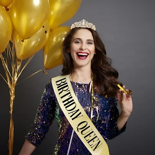 Vista 2 de CIEHER Kit de corona y banda de cumpleaños - Tiaras y coronas para mujer, aleación