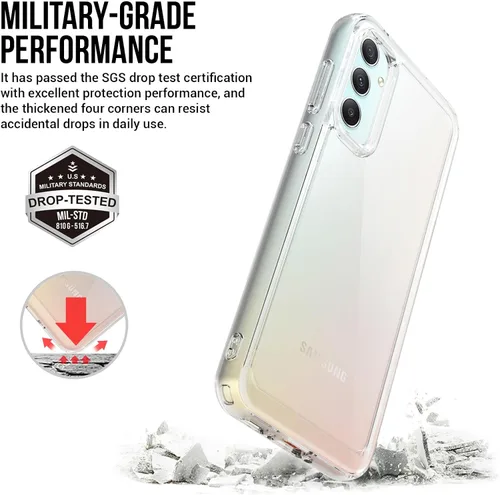 Vista 2 de Funda para Samsung S23 FE, Samsung Galaxy S23 FE 5G, con protector de pantalla de vidrio templado, 4 bolsas de aire incorporadas, no amarillea