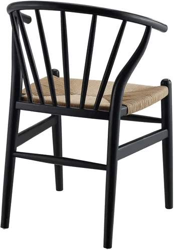 Vista 5 de Modway Flourish Mid-Century - Silla de comedor de madera rústica moderna en color negro