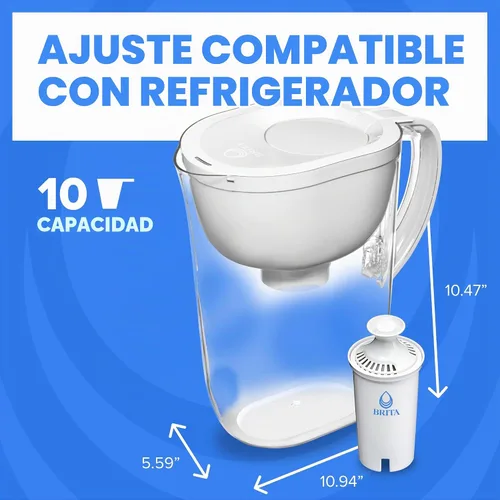 Vista 7 de Brita Jarra de filtro de agua de todo el día, blanco, grande, 10 taza, 1 cuenta