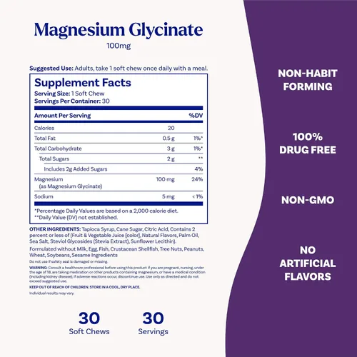 Vista 4 de Natrol Suplementos de Glicinato de Magnesio 100mg, Gomitas Blandas de Sabor a Cereza y Limón para un Sueño Saludable y el Cuerpo, Glicinato