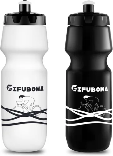 Vista 12 de 750ml Bike Water Bottle with Holder Combo 2 Pack Dishwasher Safe 2 Black/white+ 2 Cage