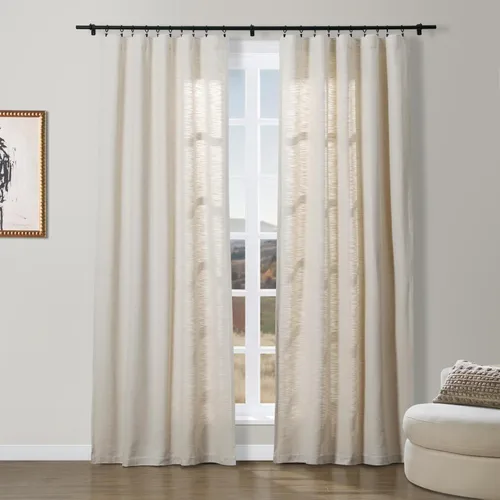 Vista 20 de ChadMade Simon Collection - Cortina de mezcla de algodón con forro de algodón de privacidad, 1 panel de 50 pulgadas de ancho x 84 pulgadas de largo