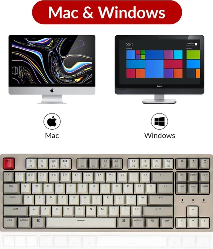 Vista 2 de Keychron C1 Tenkeyless Layout - Teclado mecánico con cable de 87 teclas para Mac, interruptor mecánico marrón Keychron / teclas ABS de color retro