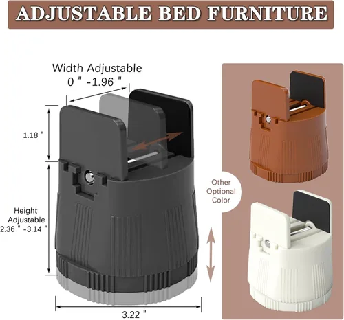 Vista 2 de Elevadores de cama resistentes, elevadores de muebles con abrazadera de tornillo ajustable que soporta 1,000 libras, elevación de 2.36 a 3.15