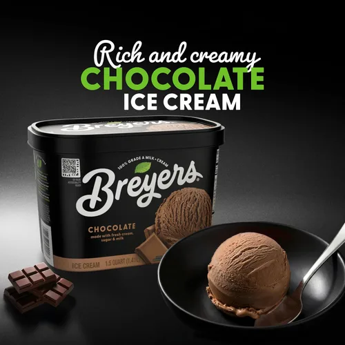 Vista 7 de Breyers Classics Helado para un delicioso postre congelado helado de chocolate hecho con leche y crema 100% grado A, 48 onzas